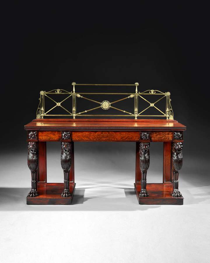 An Exceptional Regency Period Mahogany Serving Table with Leopard Monopodia Legs