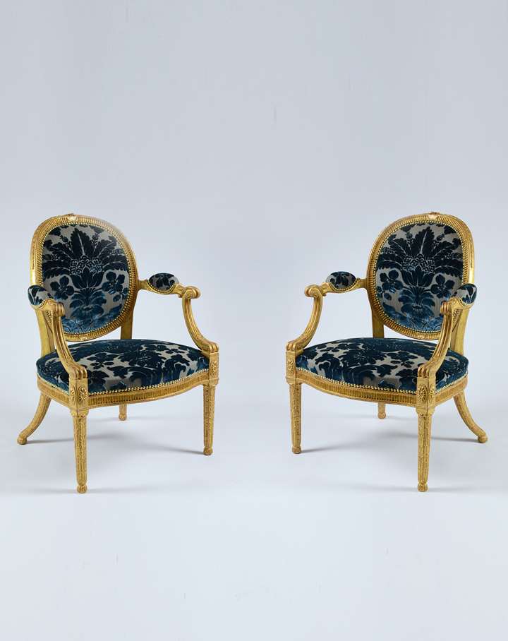 A Fine Pair of Giltwood Armchairs attributed to John Linnell