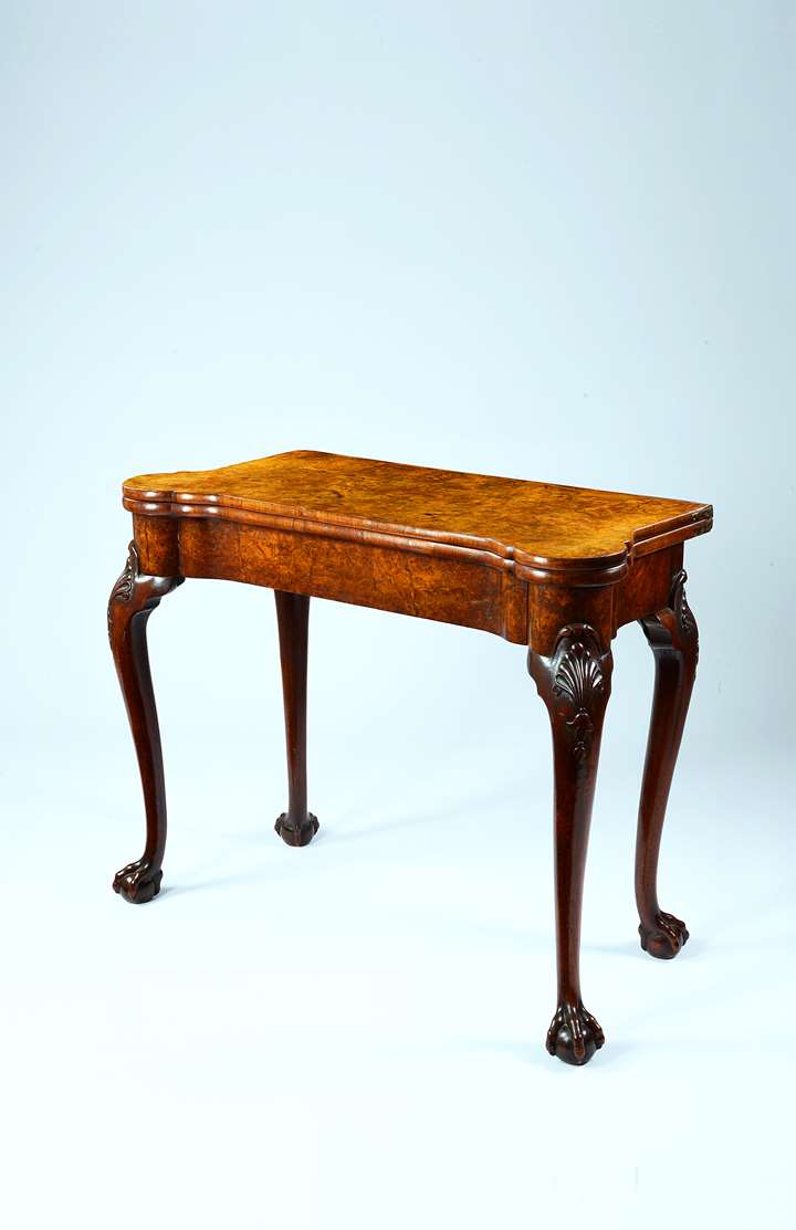 An Exceptional Burr Walnut Concertina Action Card Table