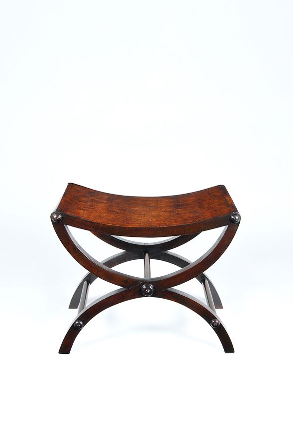 A fine mahogany X framed stool | MasterArt