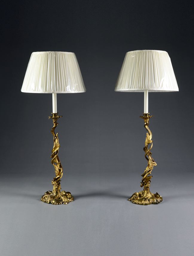 Thomas Abbott - An exceptional pair of gilt bronze candlesticks | MasterArt