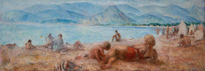 Baigneurs sur la plage de Cagnes-sur-Mer