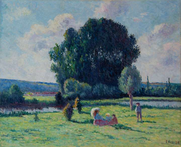 Une famille se reposant au soleil