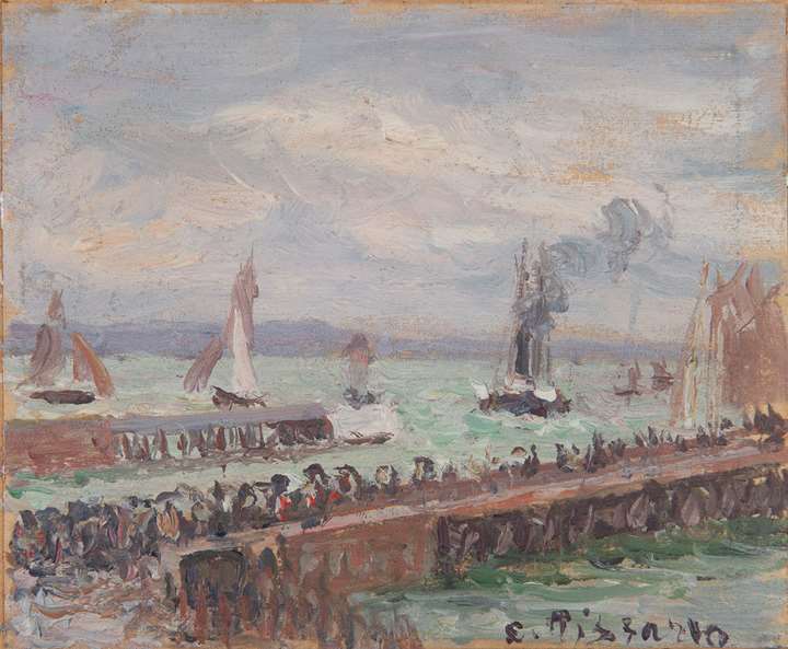 Entrée du port du Havre et le brise-lame ouest, soleil, mer agitée