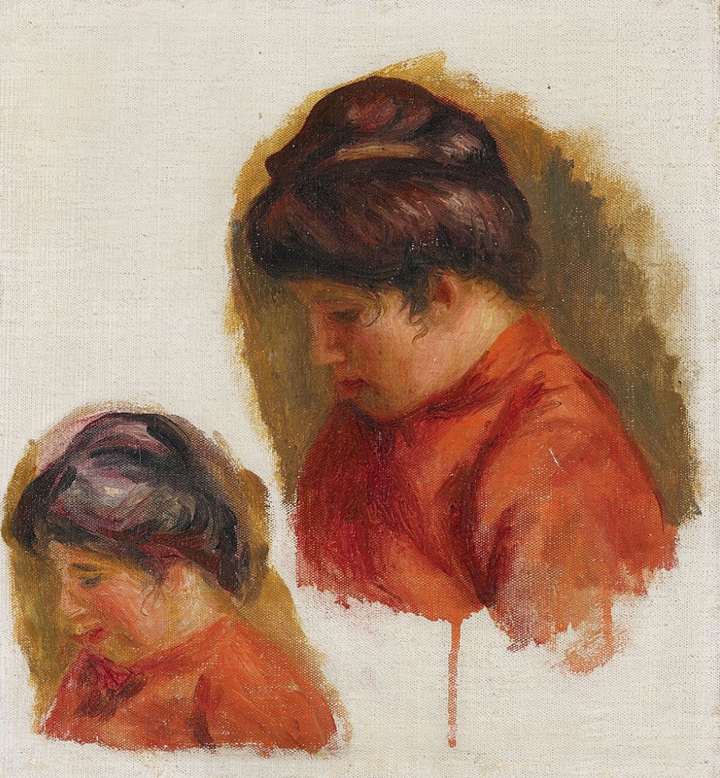 Double étude pour le tableau : Gabrielle en rouge
