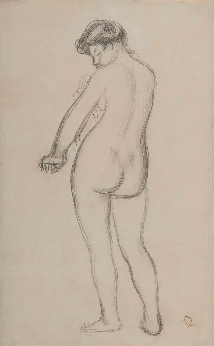 Baigneuse de dos s'essuyant