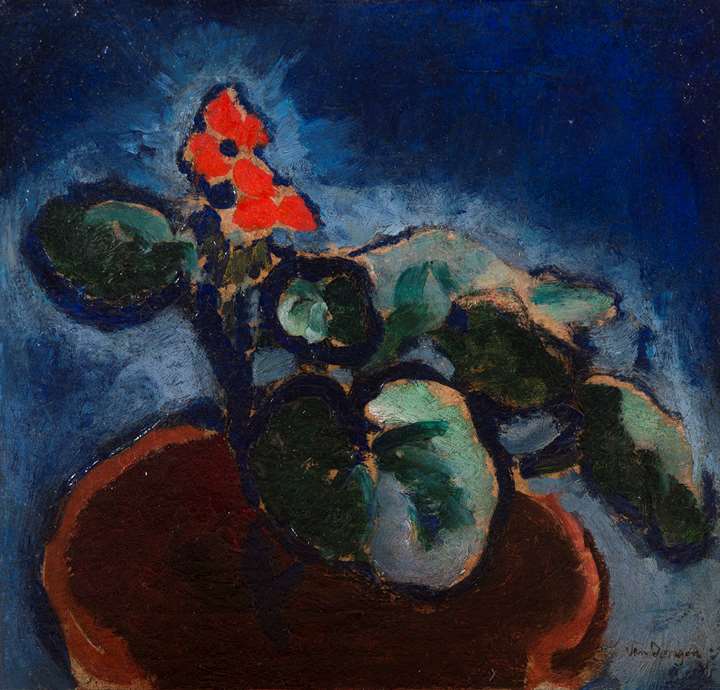 Composition à la fleur rouge