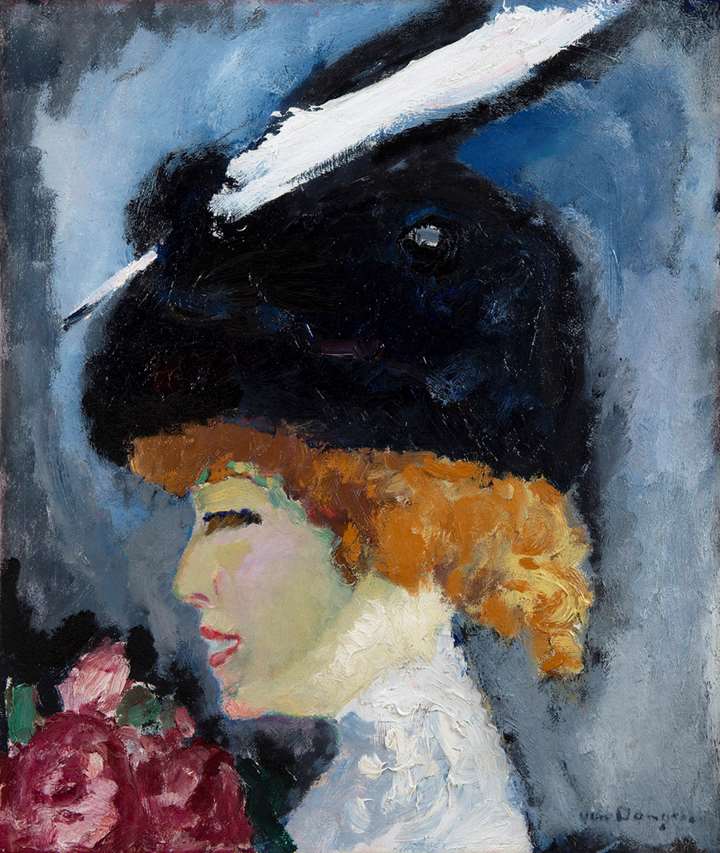 Portrait de femme à la plume blanche