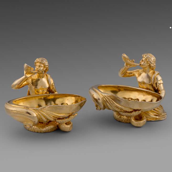 An Austrian Pair of Figural Triton Salt Cellars