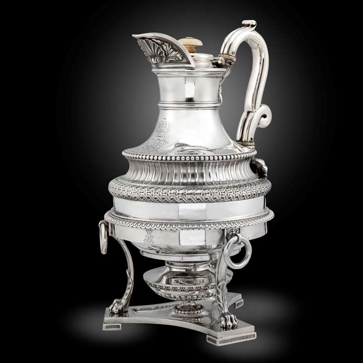 A Fine George III Coffee Pot on burner by Paul Storr