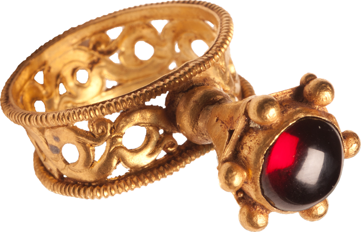 Gold Ring with Openwork Hoop