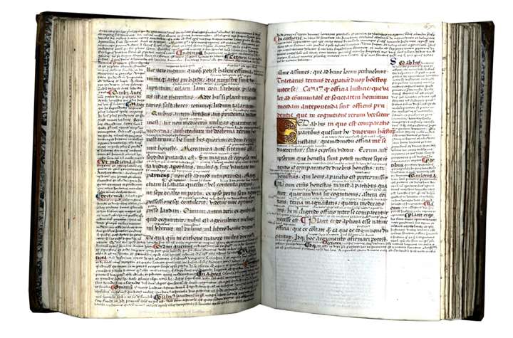 In Latin, Decorated Manuscript on Panchment: De officiis libri III cum interpretatione Petri Marsi