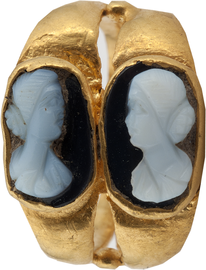 Antique Ring with Two Female Portrait Cameos