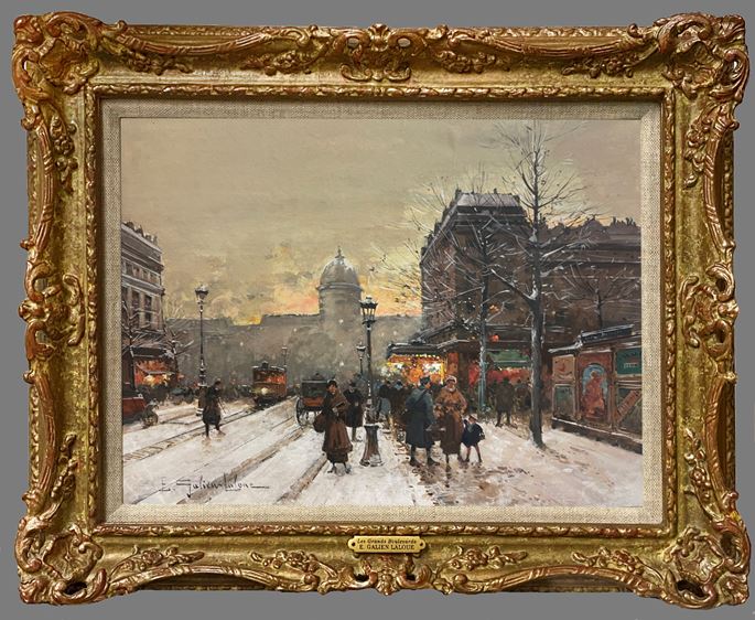 Eugène Galien Laloue - Paris, Les Grands Boulevards sous la Neige de Nuit | MasterArt