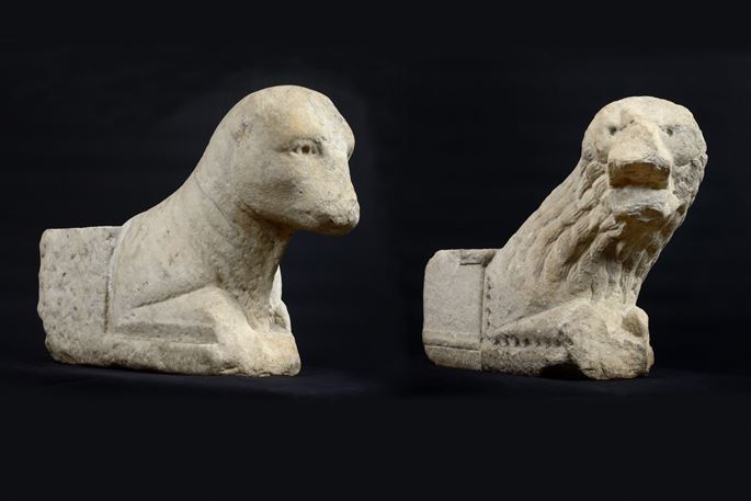 A Pair of Corbels with Protome in the form of a Lion and Calf | MasterArt
