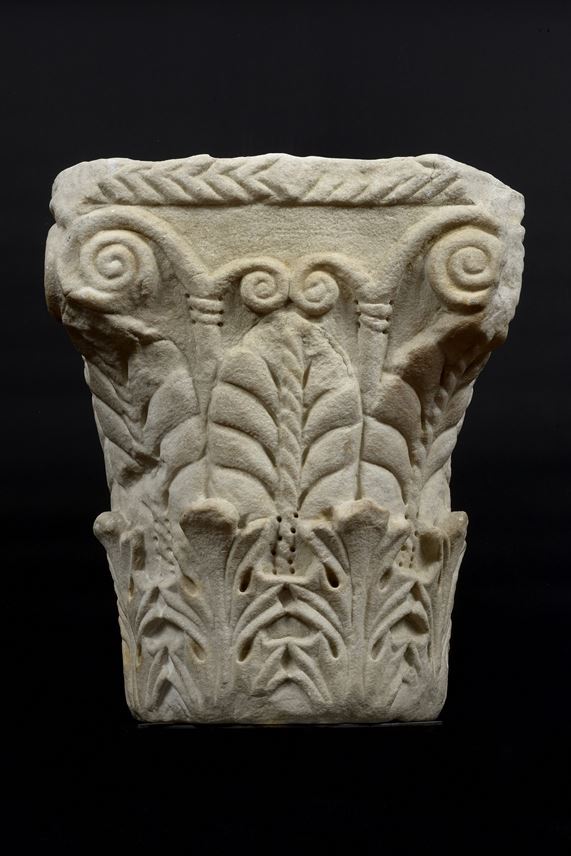 A Pair of pseudo Corinthian Capitals with acanthus foliage and palmettes | MasterArt