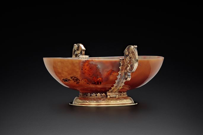 A silver gilt mounted agate bowl