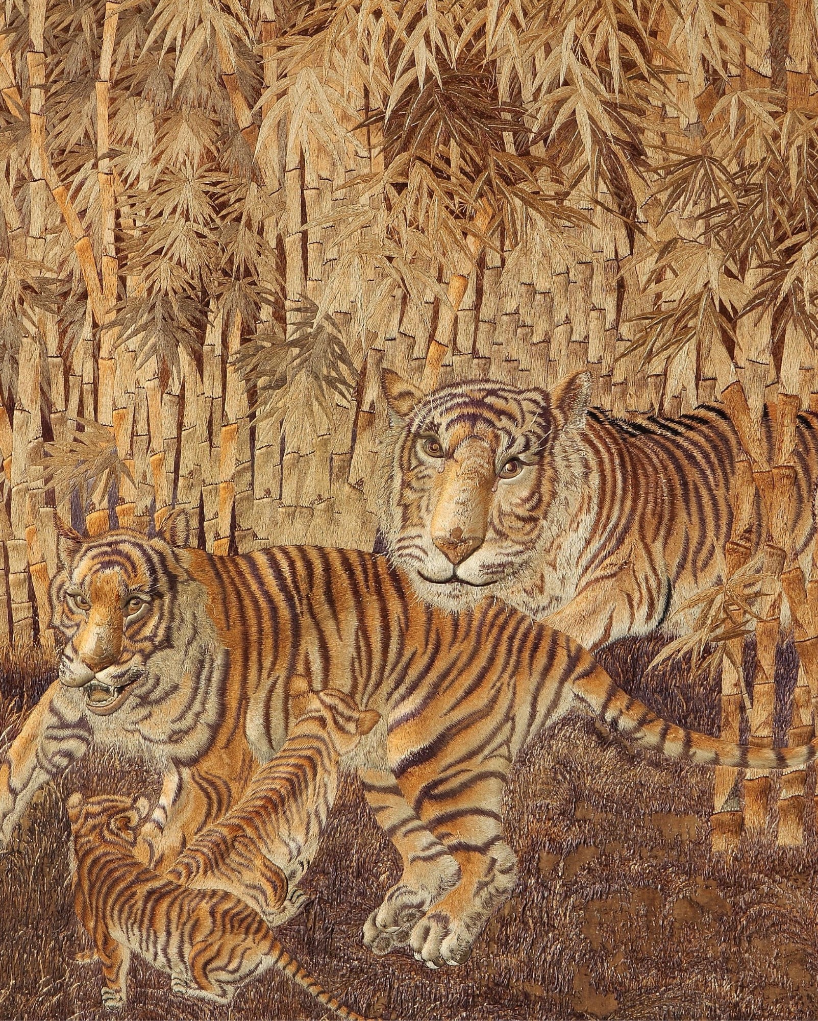 japanese tiger painting on silk