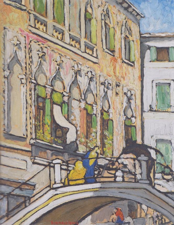 Jules Schmalzigaug - Brug en façade van paleis - Venetië, 1913 | MasterArt