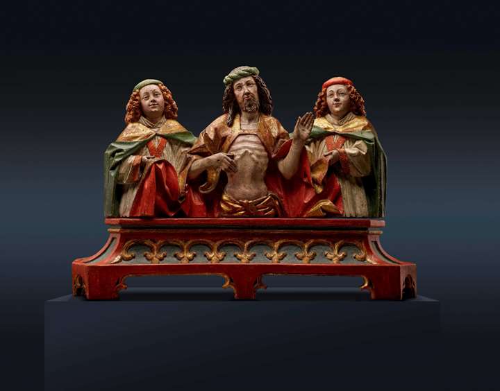 Man of Sorrows flanked by two Angels