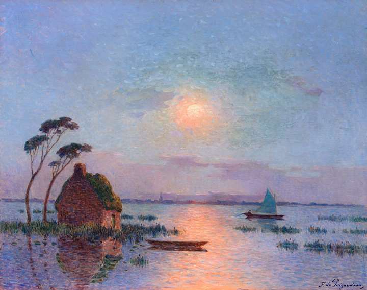Vue de la Brière au Soleil Couchant