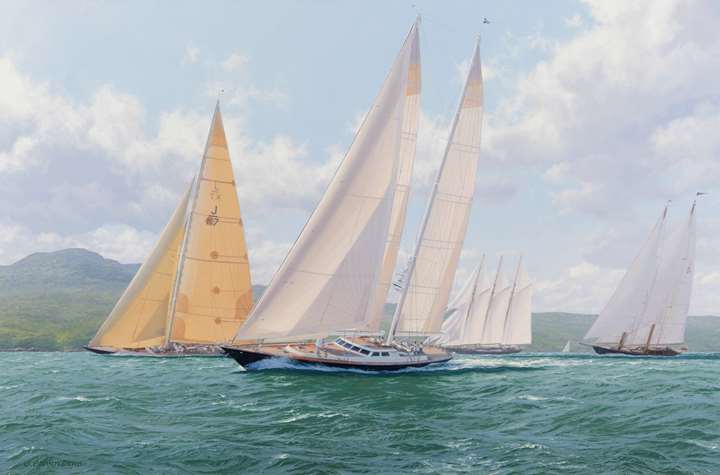 The J Class Yacht ‘Valsheda’ and Yanneke Too racing in the Millennium Cup, Auckland