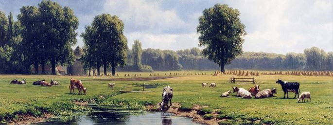 Jacob Jan van der Maaten - Dutch Landscape with Cattle | MasterArt