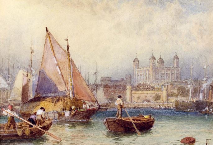 Myles Birket Foster - The Tower of London from the Thames / Putney Bridge (PAIR) | MasterArt
